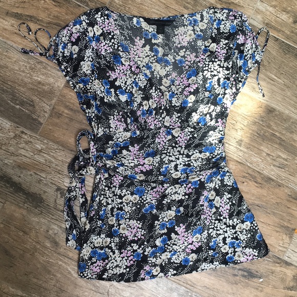 Express Tops - Express short sleeve silk  floral blouse